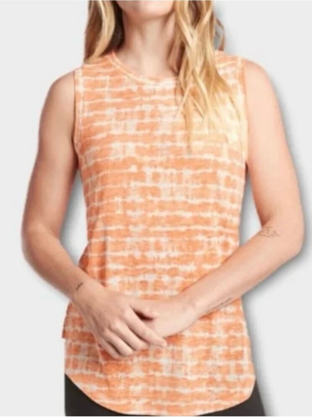 Athleta Breezy Striped Women’s Tank Top Orange Tie-Die Size XS